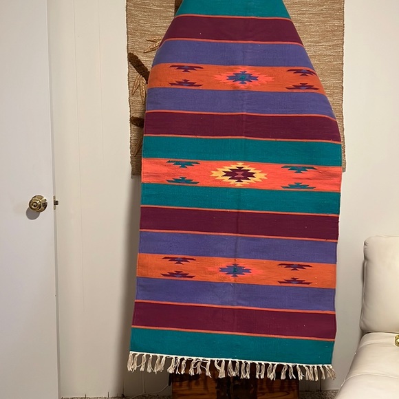 Vintage Pier One Southwestern Cotton Rug 50” x 28”